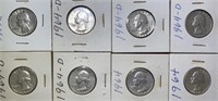 1964 & 1964-D Washington Silver Quarters