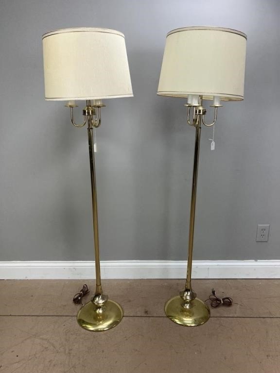 Two Goldtone Floor Lamps