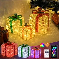 TISEJOY Christmas Lighted Gift Boxes (10) with Rem