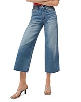 NEW (30) Wide Crop Raw Hem Jeans