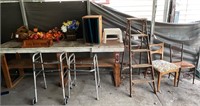 Lot of Assorted Items and Wood Workbench