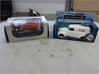 Coin bank and 1926 Ford firetruck