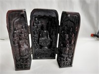 Wooden hand carved trifold Buddha shrine