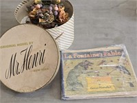 La Fontaine's Fables Book & Hat Box of Flowers