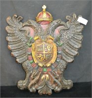 20"x24" Hand Carved Wood Double Eagle Coat of Arms