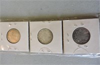 1914, 1921, 1964 Canadian Twenty Five Cent Coins
