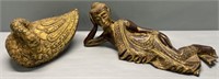 Reclining Buddha & Duck Carved Wood