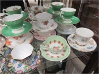 Various Antique Porcelain Teacups and Saucers