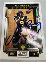 Saints A.T. Perry Signed Card with COA