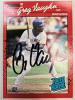 Brewers Greg Vaughn Signed Card with COA
