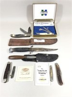8 Knives - 6 Folding & 2 Straight Blade