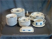 Blue floral Ironstone dishware set