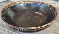 L - AFRICAN STYLE BOWL W/ RATTAN TRIM (L5)