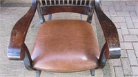 Vintage Wooden Rocking Chair w/Leather Cushion