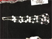 Triple Strand Silver Tone Necklace