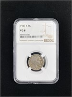 1931-S Buffalo Nickel, NGC VG-8, U.S. 5c