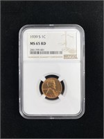 1939-S Cent, NGC MS-65 RD, U.S. Lincoln 1c