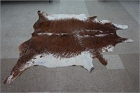 8'x6' Cow Hide Leather Rug with Hair On