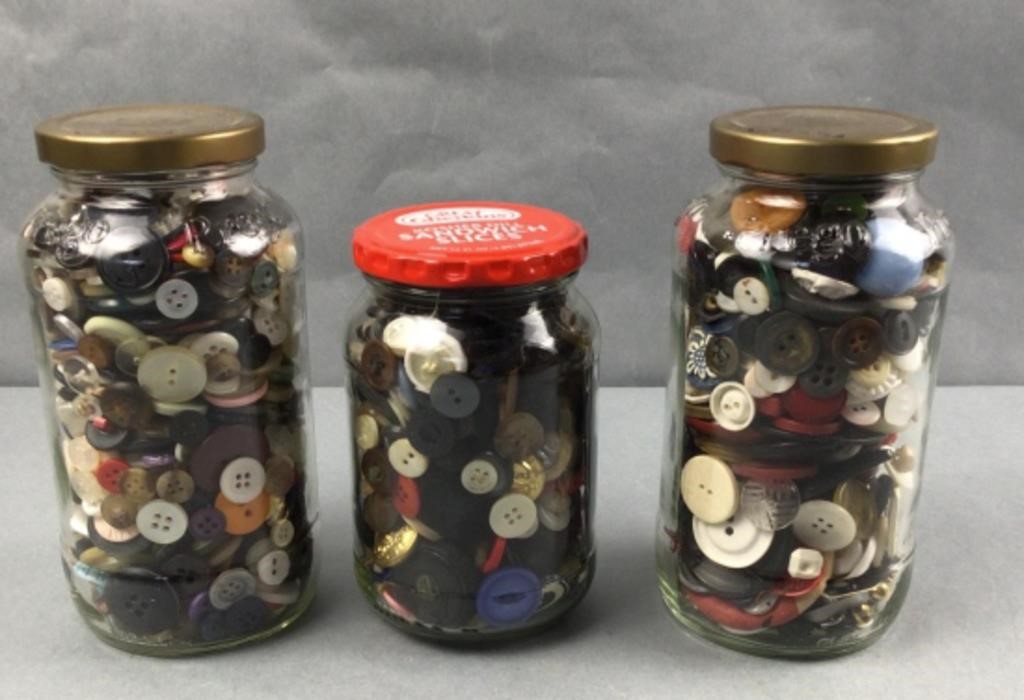 3 jars of buttons