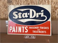 Vintage embossed tin Sta Dri Paints advertising