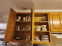 Cabinet lots of  dishes vases glasses and more