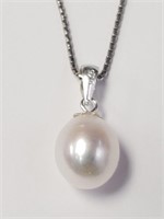 SILVER FRESH WATER PEARL NECKLACE 18"