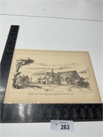 Vintage ARTWORK, SEPT. 1876 mission, house,