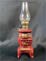 Red Potbelly Stove Oil Lamp
