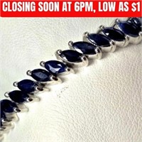 $1505 Silver Sapphire 7.5"(14ct) Bracelet
