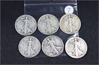 Bag Lot - 6 Walking Liberty Half Dollars $3FV