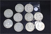 Bag Lot - 10 Franklin Half Dollars $5FV