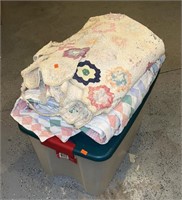2 Quilts and Plastic Storage Tote