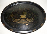 floral metal serving tray