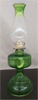 Green Glass Oil Lantern 18 1/4"
