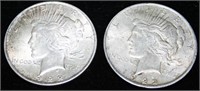 (2) 1922 Peace Silver Dollars