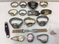 Assorted Watches, Belt Buckles & More. As Found