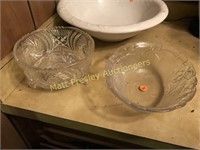 HEAVY CRYSTAL FOOTED BOWL AND VEGETABLE