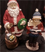 (2) OUTDOOR CHRISTMAS STATUES Santa & Caroler