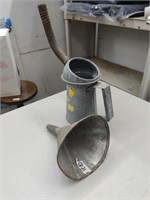 Vintage Galvanized Oil Can & Funnel