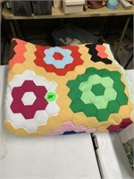 OLD HAND SEWN FLOWER QUILT