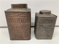 2 x Robur Tea Tins 1 and 2LB