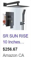 Sr Sun Rise 10 Inches Matte Black Shower System