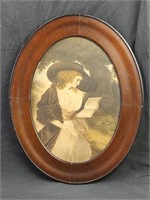 Oval Victorian Lady Reading Print