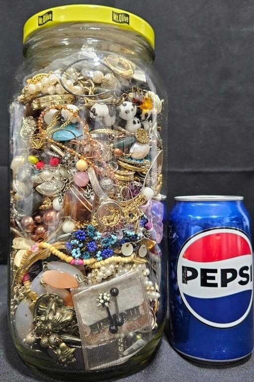 Jar of  Assorted Fashion Jewelry