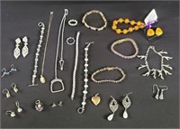 Bag of jewelry. Some sterling