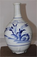 Antique Japanese/Korean Blue and White Wine Bottle