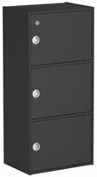 New Alcove 3 door cabinet with lock, black,