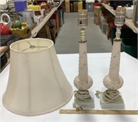 2- lamps 15in tall w/1-lampshade