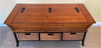 Solid Cherry & Metal Coffee Table w/ Storage