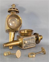 Pair of Brass 'Coach' Oil Lamp Lights